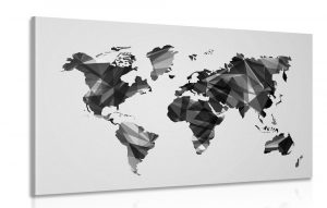 obraz mapa sveta v dizajne vektorovej grafiky v ciernobielom prevedeni 120x80