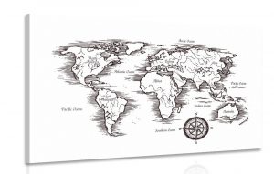 obraz mapa sveta v nadhernom prevedeni 60x40