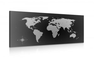 obraz mapa sveta v odtienoch sivej 100x50