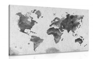 obraz mapa sveta v retro style v ciernobielom prevedeni 120x80