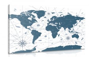 obraz mapa v modrom prevedeni 90x60