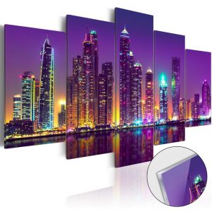 obraz mesto noci na akrylatovom skle purple nights 100x50
