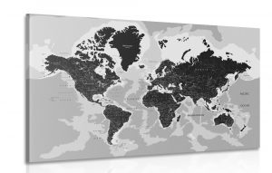 obraz moderna ciernobiela mapa 120x80