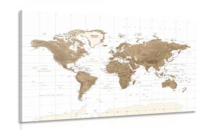 obraz nadherna vintage mapa sveta s bielym pozadim