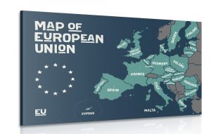 obraz naucna mapa s nazvami krajin europskej unie 60x40