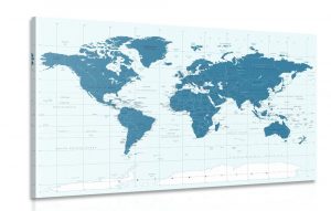 obraz politicka mapa sveta v modrej farbe 120x80