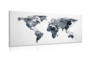 obraz polygonalna mapa sveta v ciernobielom prevedeni 120x60