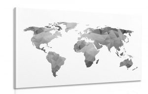 obraz polygonalna mapa sveta v ciernobielom prevedeni 60x40
