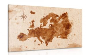 obraz retro mapa europy 120x80