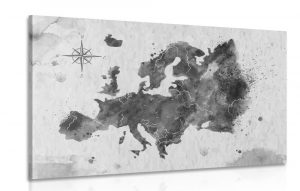 obraz retro mapa europy v ciernobielom prevedeni 120x80