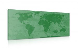 obraz rustikalna mapa sveta v zelenej farbe 100x50