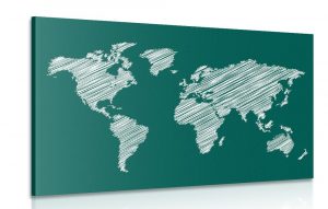 obraz srafovana mapa sveta na zelenom pozadi 120x80