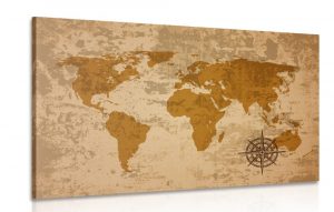 obraz stara mapa sveta s kompasom 60x40