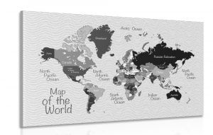 obraz stylova ciernobiela mapa 60x40