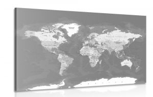 obraz stylova vintage ciernobiela mapa sveta 120x80