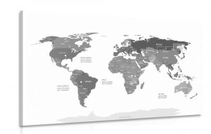 obraz vynimocna mapa sveta v ciernobielom prevedeni 60x40