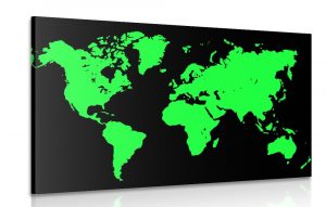 obraz zelena mapa na ciernom pozadi 120x80