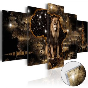 obraz zlaty lev na akrylatovom skle golden lion 100x50