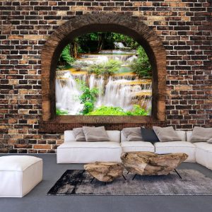 samolepiaca tapeta kaskady stony window waterfalls