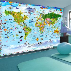 samolepiaca tapeta mapa s detskym motivom world map for kids