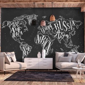samolepiaca tapeta mapa sveta s nazvami retro continents