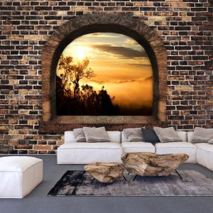 samolepiaca tapeta pohlad z okna stony window morning mist