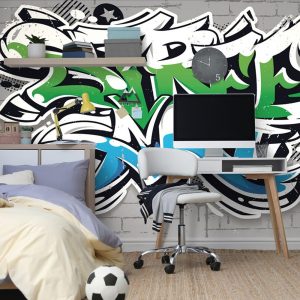 tapeta s modernym napisom street art