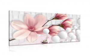obraz magnolia s abstraktnymi prvkami