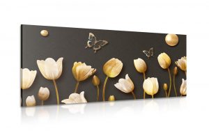 obraz tulipany so zlatym motivom
