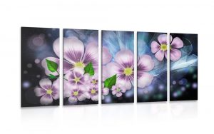 5 dielny obraz fantazia kvetov