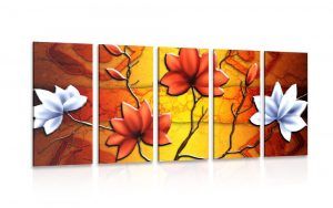 5 dielny obraz kvety v etno style