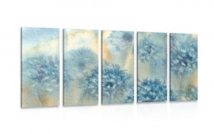 5 dielny obraz modra pupava v akvarelovom prevedeni