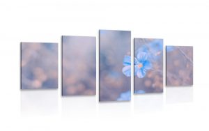 5 dielny obraz modre kvety na vintage pozadi