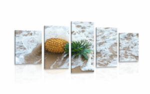 5 dielny obraz ananas vo vlne oceanu