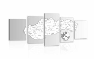 5 dielny obraz ciernobiela mapa slovenskej republiky