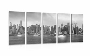 5 dielny obraz jedinecny new york v ciernobielom prevedeni