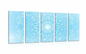 5 dielny obraz modry kvet mandaly