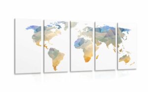 5 dielny obraz polygonalna mapa sveta