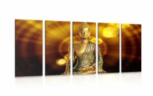 5 dielny obraz socha budhu s abstraktnym pozadim