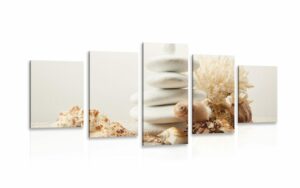 5 dielny obraz zen kamene s muslami