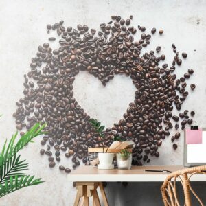 fototapeta srdce z kavovych zrn