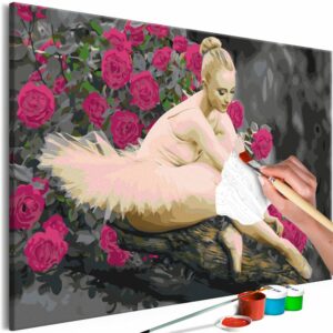 obraz malovanie podla cisiel balerina medzi ruzami rose ballerina