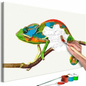 obraz malovanie podla cisiel chameleon chameleon