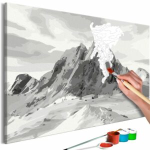 obraz malovanie podla cisiel ciernobiele alpy alps panorama