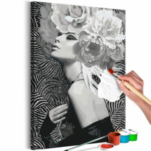 obraz malovanie podla cisiel dama v sedom silver princess