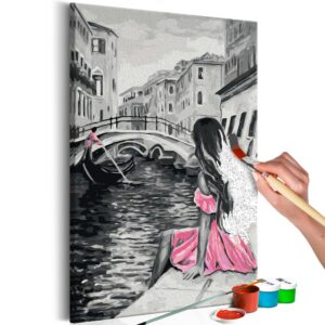 obraz malovanie podla cisiel dievca v ruzovych satach venice a girl in a pink dress