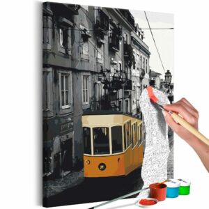 obraz malovanie podla cisiel elektricka vo velkomeste tram in lisbon