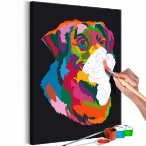 obraz malovanie podla cisiel farebny pes colourful dog
