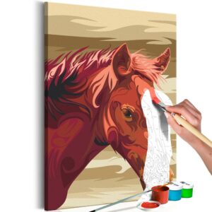 obraz malovanie podla cisiel hnedy kon brown horse