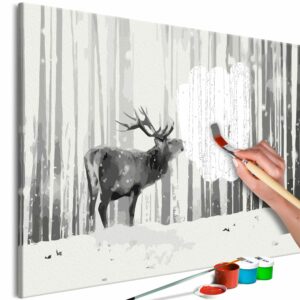 obraz malovanie podla cisiel jelen v zime deer in the snow